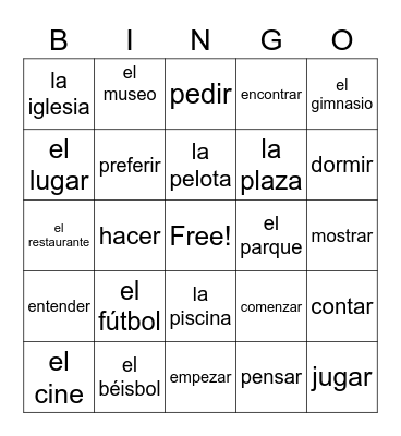 spanish bingo Card