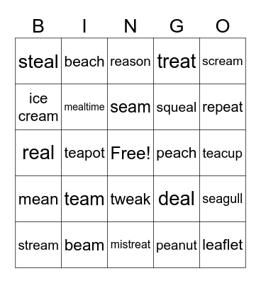 EA Vowel Team BIngo Card