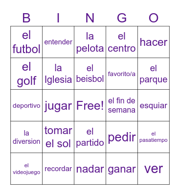 Lesson 4 vocabulary Bingo Card