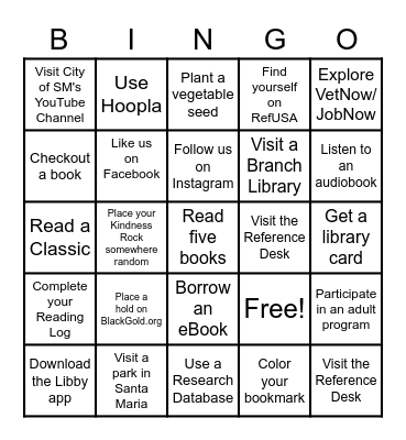 Reading Colors Your World Bingo Card