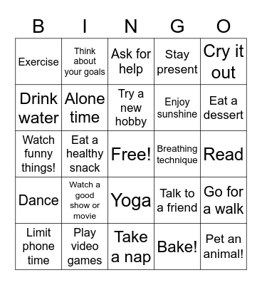 Self Care! Bingo Card