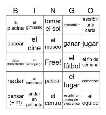 Lesson 4 vocab Bingo Card