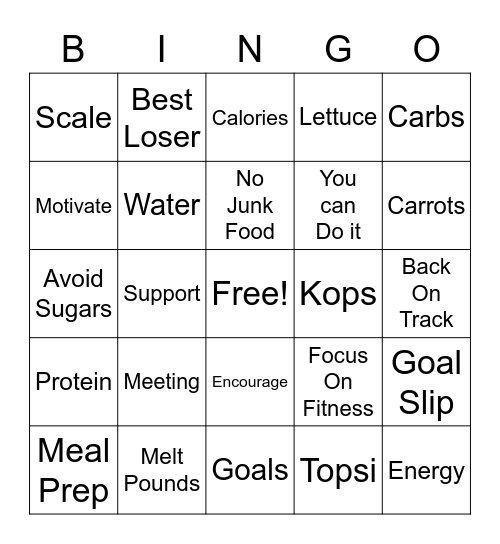 TOPS Bingo Card