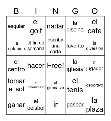 Spanish Bingo Card
