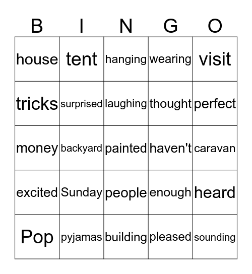 Saving Pop Bingo Card