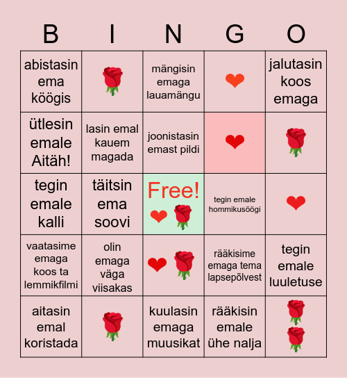 EMADEPÄEVA Bingo Card