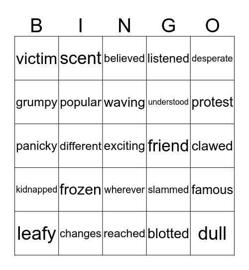 Changes Bingo Card