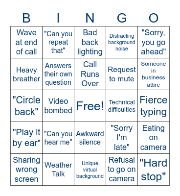 BSE Conference Call BINGO Card