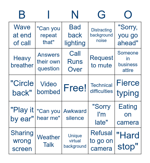 BSE Conference Call BINGO Card