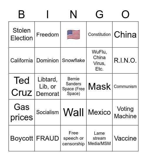 MAGA Buzzword Bingo Card