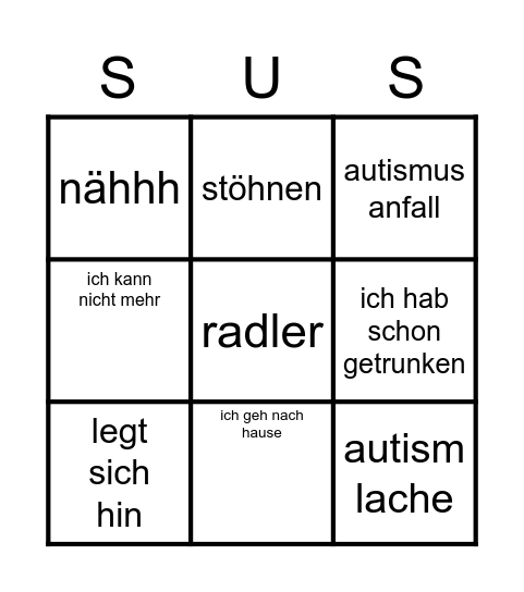 Susk Bingo Card