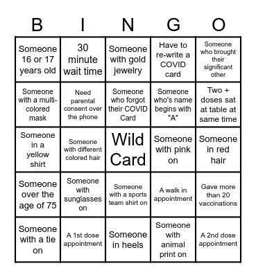 POD Bingo Card