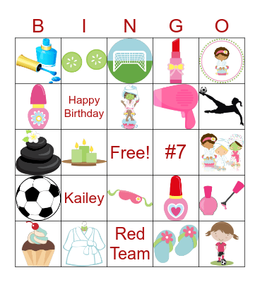 Spa Party Bingo Card