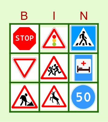 Traffic Signs Bingo Card