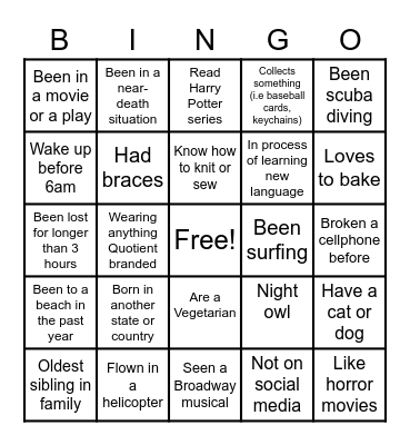 CS Bingo Card