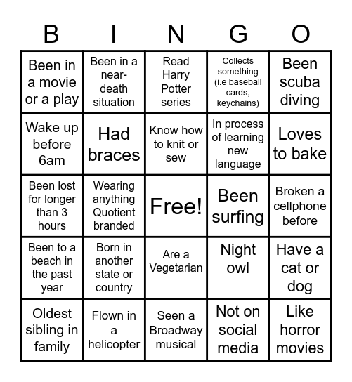CS Bingo Card