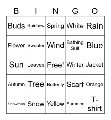 Les Saisons Bingo Card