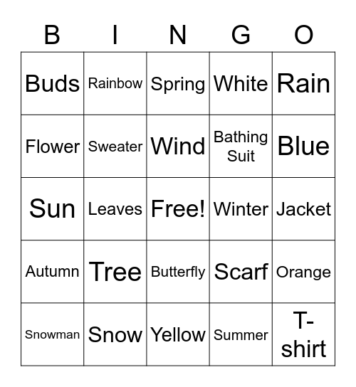 Les Saisons Bingo Card