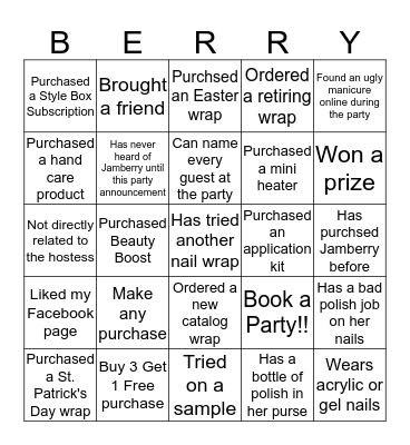 Jamberry Bingo Card