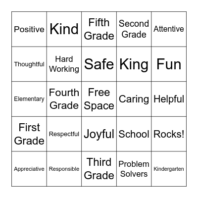 King Students Are... Bingo Card