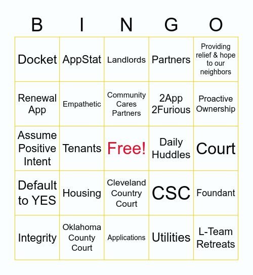 CCP Bingo Card