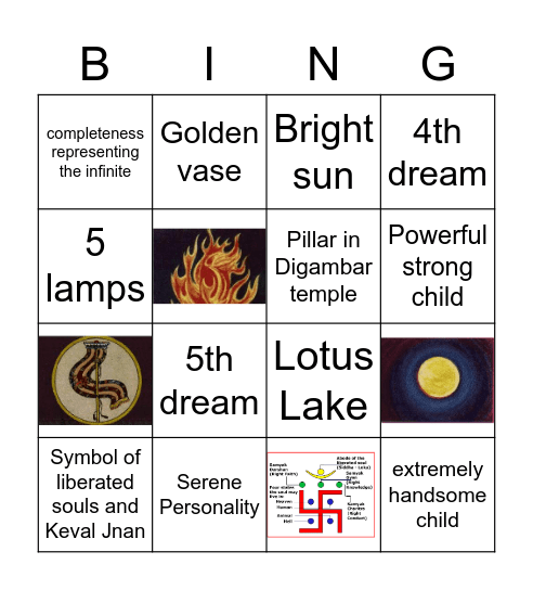 Dreams of Tirthankar's mother & Jain Symbols Bingo Card