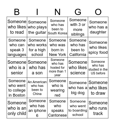 Icebreaker Bingo Card