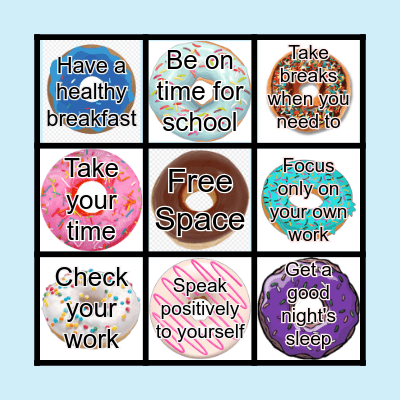 DONUT STRESS ABOUT THE TEST! Bingo Card