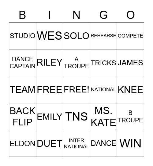 THE NEXT STEP Bingo Card