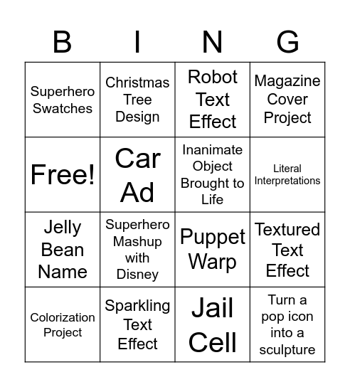 Photoshop Bingo Card