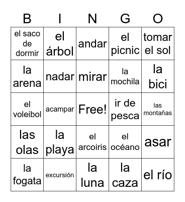 El Aire Libre Bingo Card