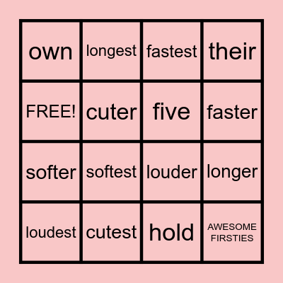 er & est Spelling Words+ Sight Words Bingo Card