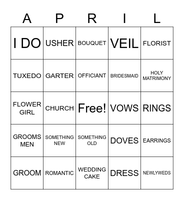 APRIL SHOWERS Bingo Card