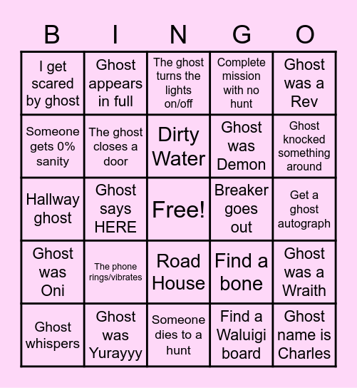 Phasma \(^-^\) Bingo Card