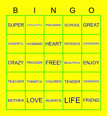 MOTHERS DAY Bingo Card