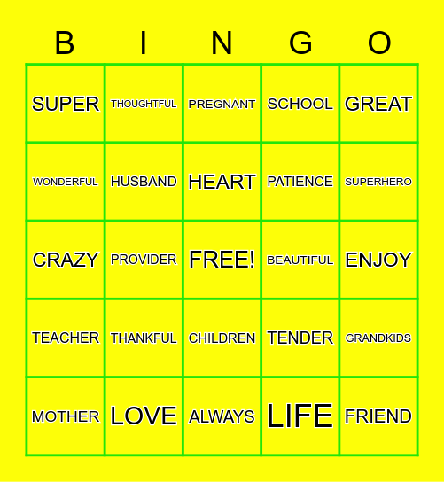 MOTHERS DAY Bingo Card