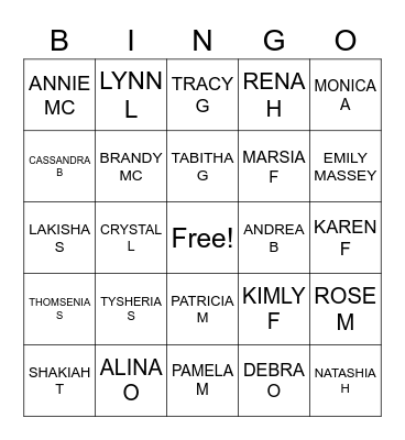 NCFMC CLINICAL DEPT Bingo Card