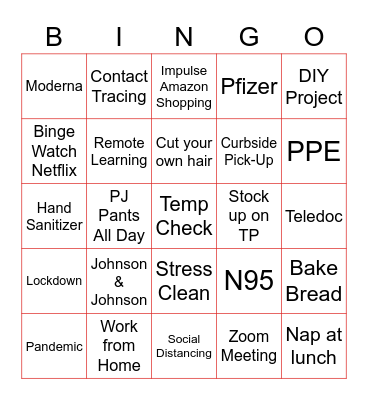 Pandemic Bingo Card