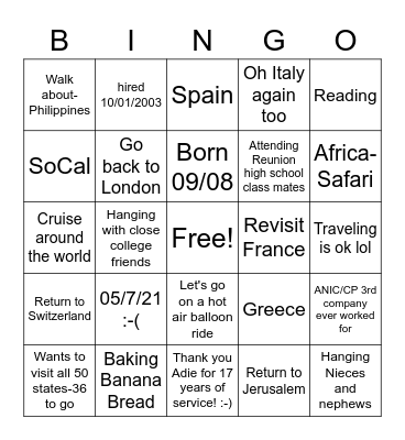 Where is Adie Bingo Card