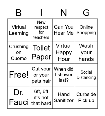 Covid Bingo Card