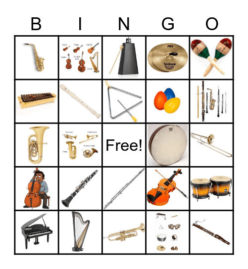 2nd Grade InstrumentClarinet Bingo Card