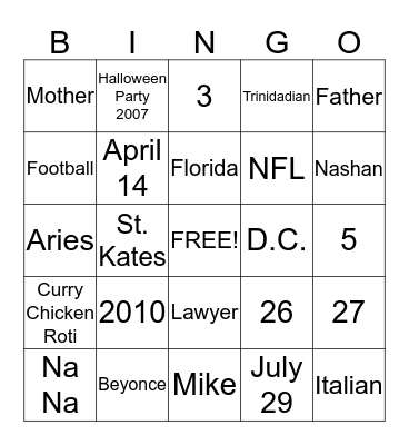 Baby Shower Bingo Card