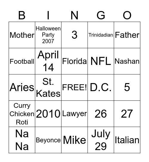 Baby Shower Bingo Card