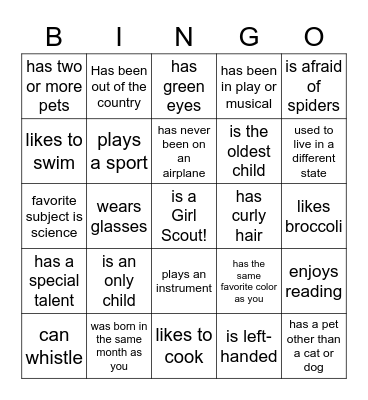 STEM Camp Bingo Card
