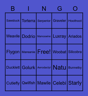 Pokemon Snap! Bingo Card