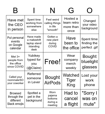 Go to Markets Bingo Card