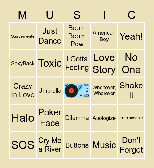 DPUAD:Playlist Bingo Card