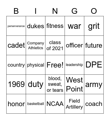 Coach K Dinner Bingo Card