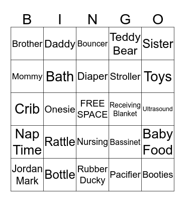 Baby Jordan Bingo ♥ Bingo Card