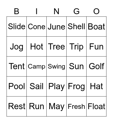 Long and Short Vowels Bingo Card